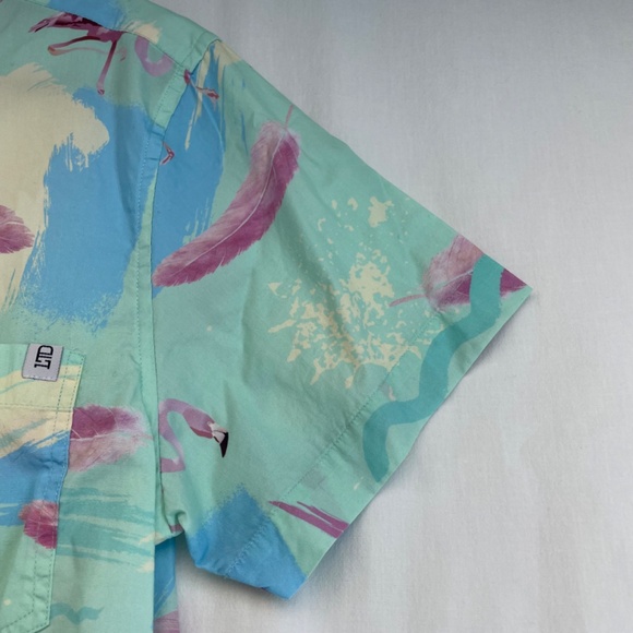 TEAMLTD Living the Dream Short Sleeve Button Down Flamingo Tropical Men’s Large - Picture 10 of 15